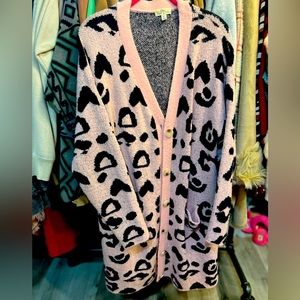Pink cheetah midi cardi, M/L